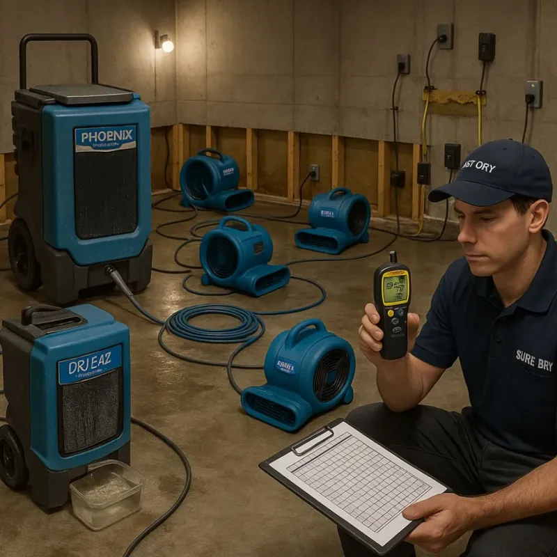 Structural Drying and Dehumidification process in Simpson, PA